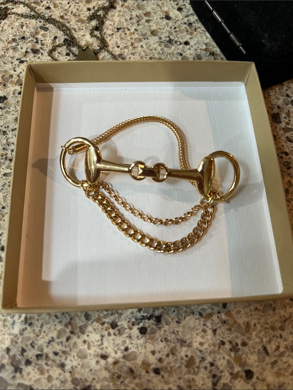 Gold Horsebit Chain Brooch - Women Accessories